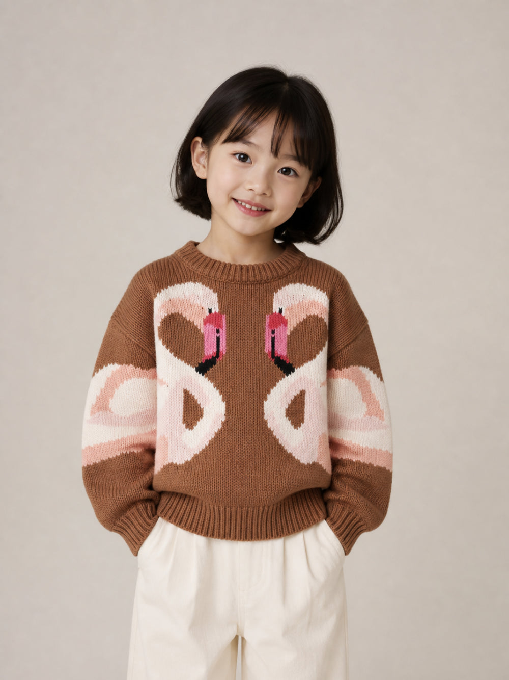 Maglione marrone con dettagli logo Chloé frontali