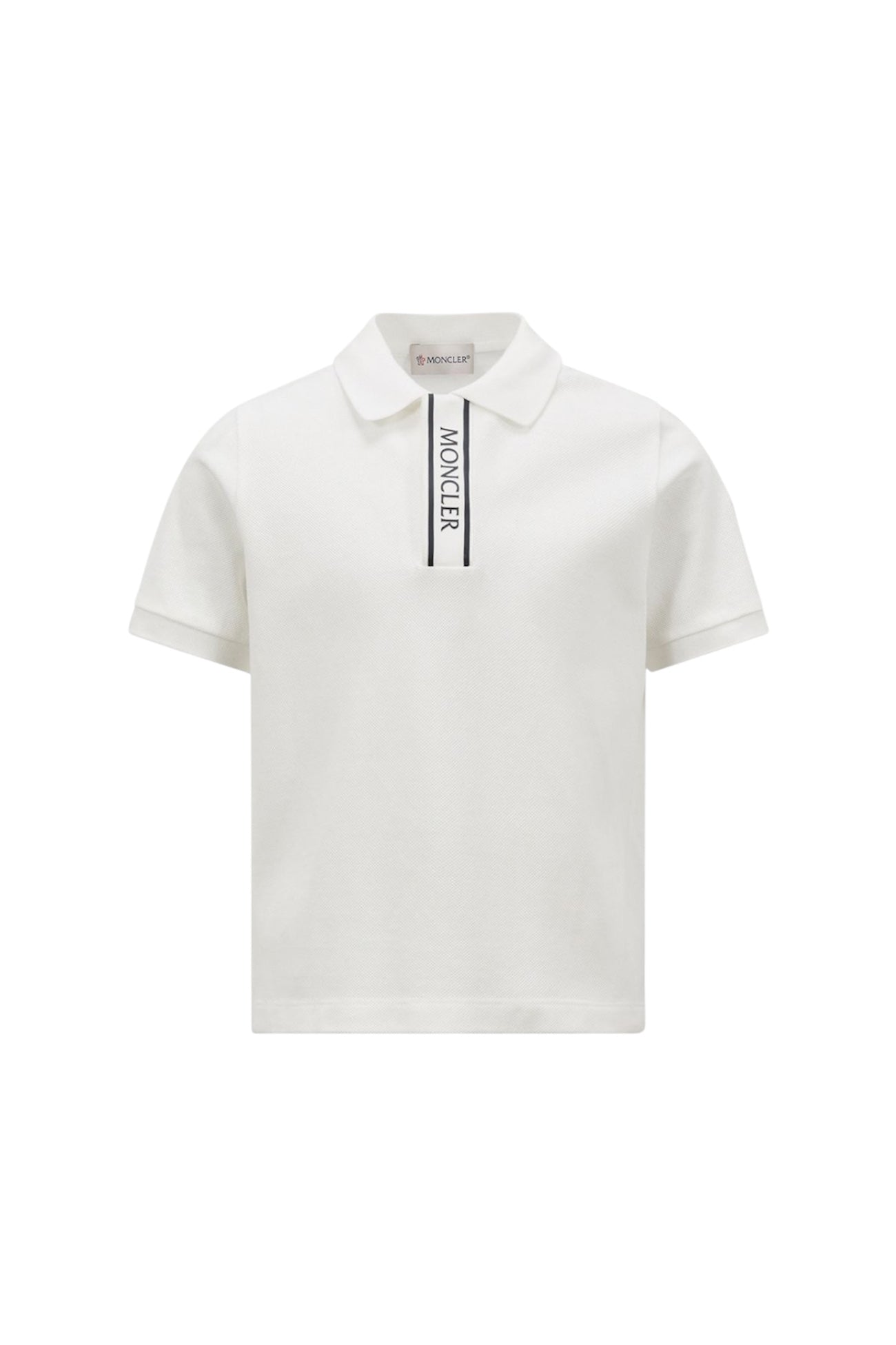 Polo bianca con dettaglio gommato logo Moncler