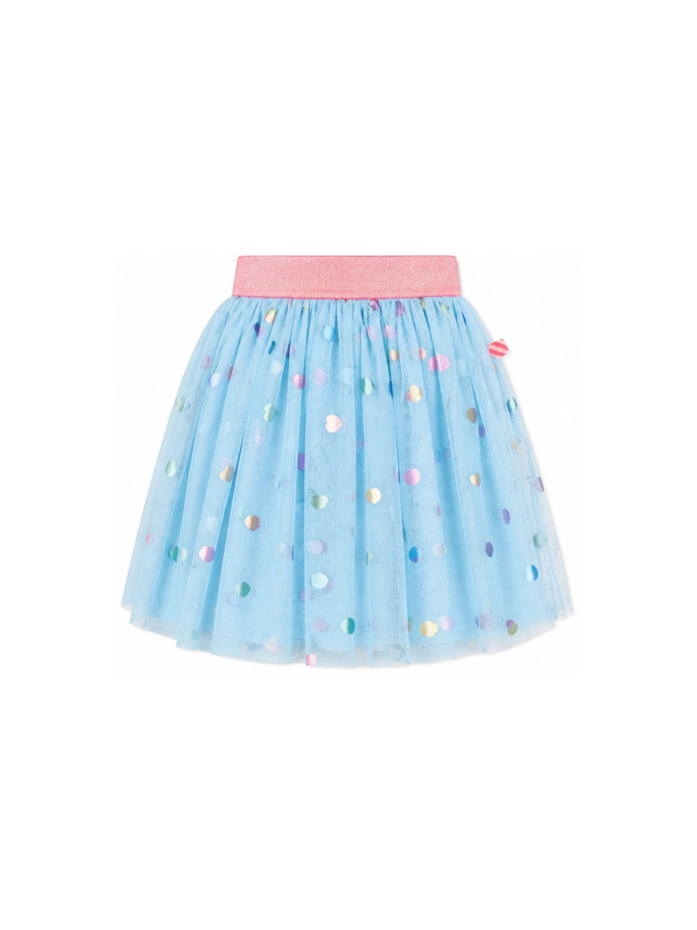 Gonna in tulle azzurra con pois applicati multicolore Billieblush