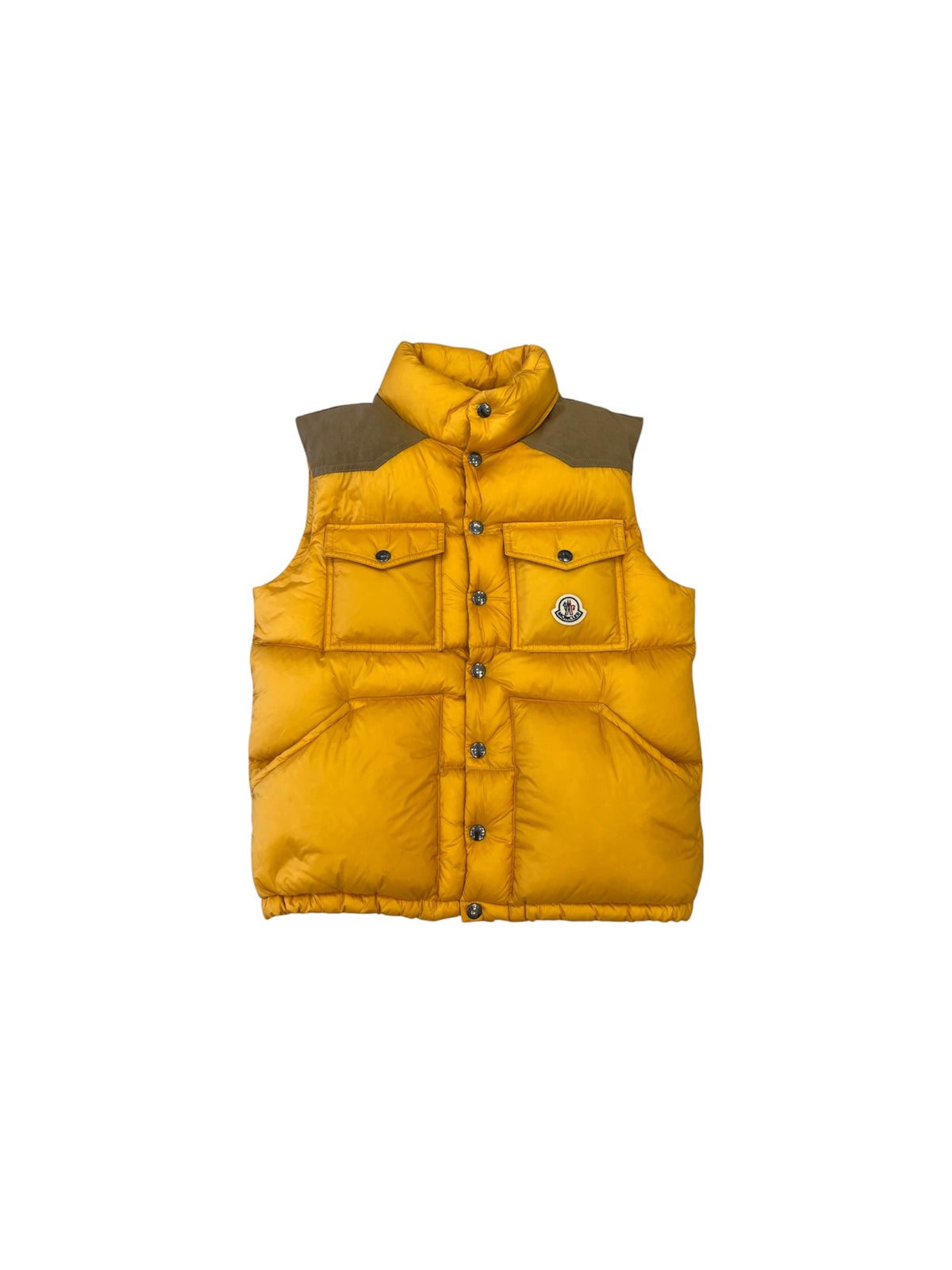 Smanicato giallo con dettagli in camoscio e logo Moncler