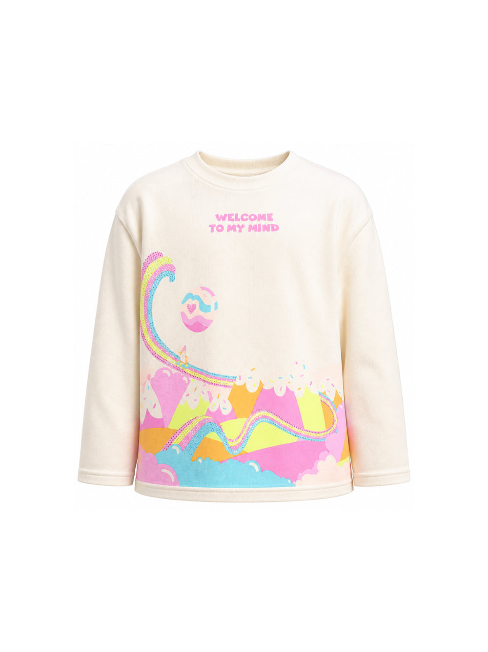 T-shirt panna con stampa multicolore Billieblush