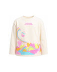 T-shirt panna con stampa multicolore Billieblush