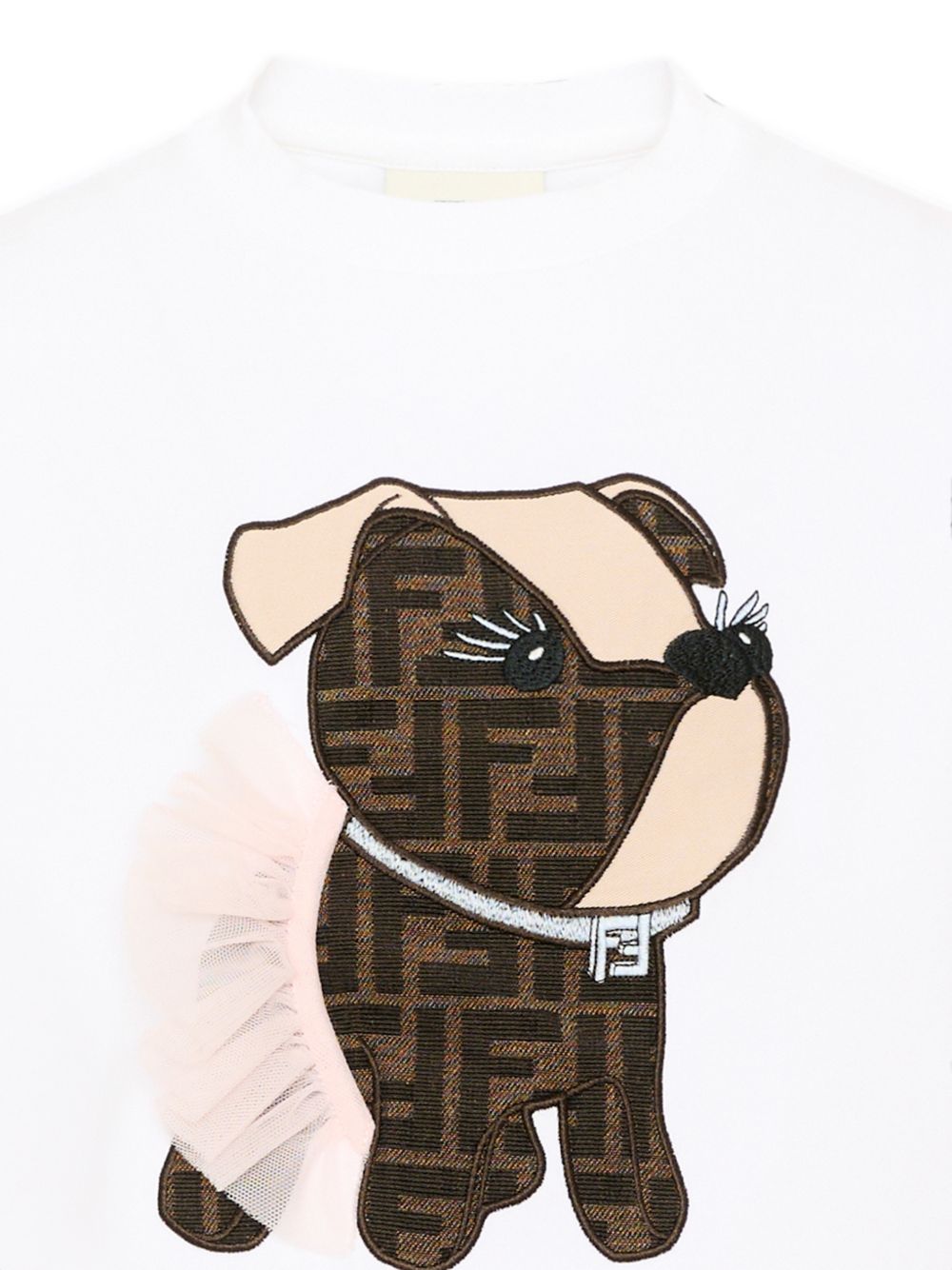 T-shirt bianca con patch logo FF Fendi cucito frontale