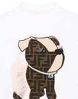 T-shirt bianca con patch logo FF Fendi cucito frontale