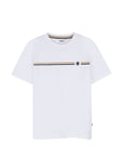 T-shirt bianca con dettagli logo Boss stampati frontali