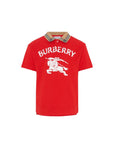Polo rossa con stampa logo Burberry