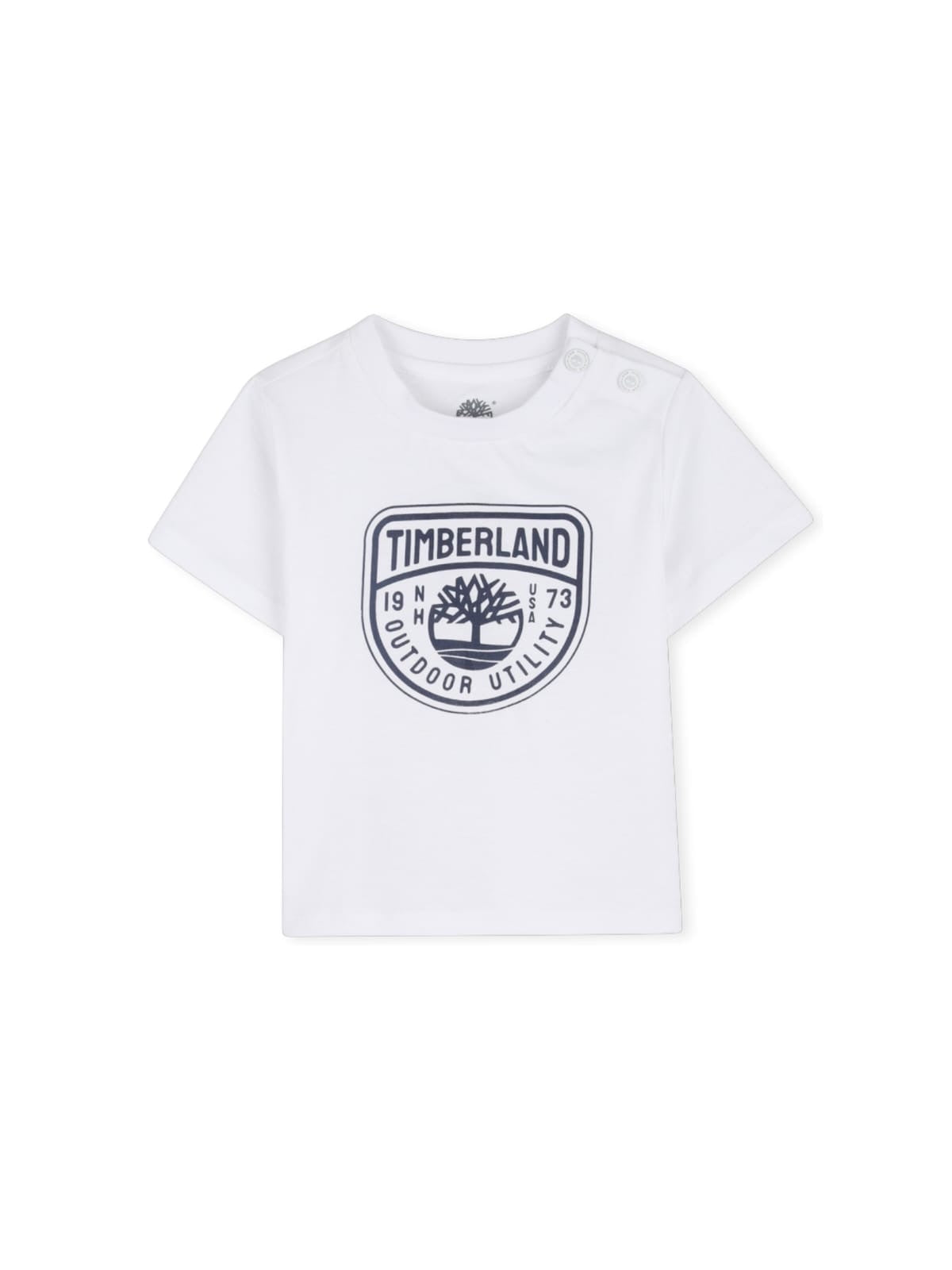 T-shirt bianca con dettaglio stampa logo Timberland