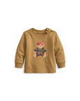 T-shirt marrone manica lunga con logo Ralph Lauren frontale