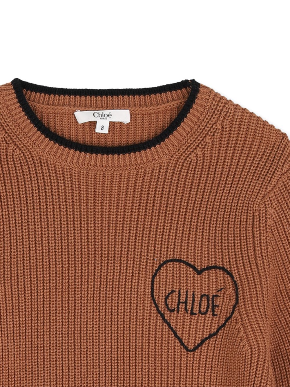 Maglione marrone con logo Chloé cucito a contrasto