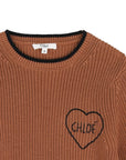 Maglione marrone con logo Chloé cucito a contrasto