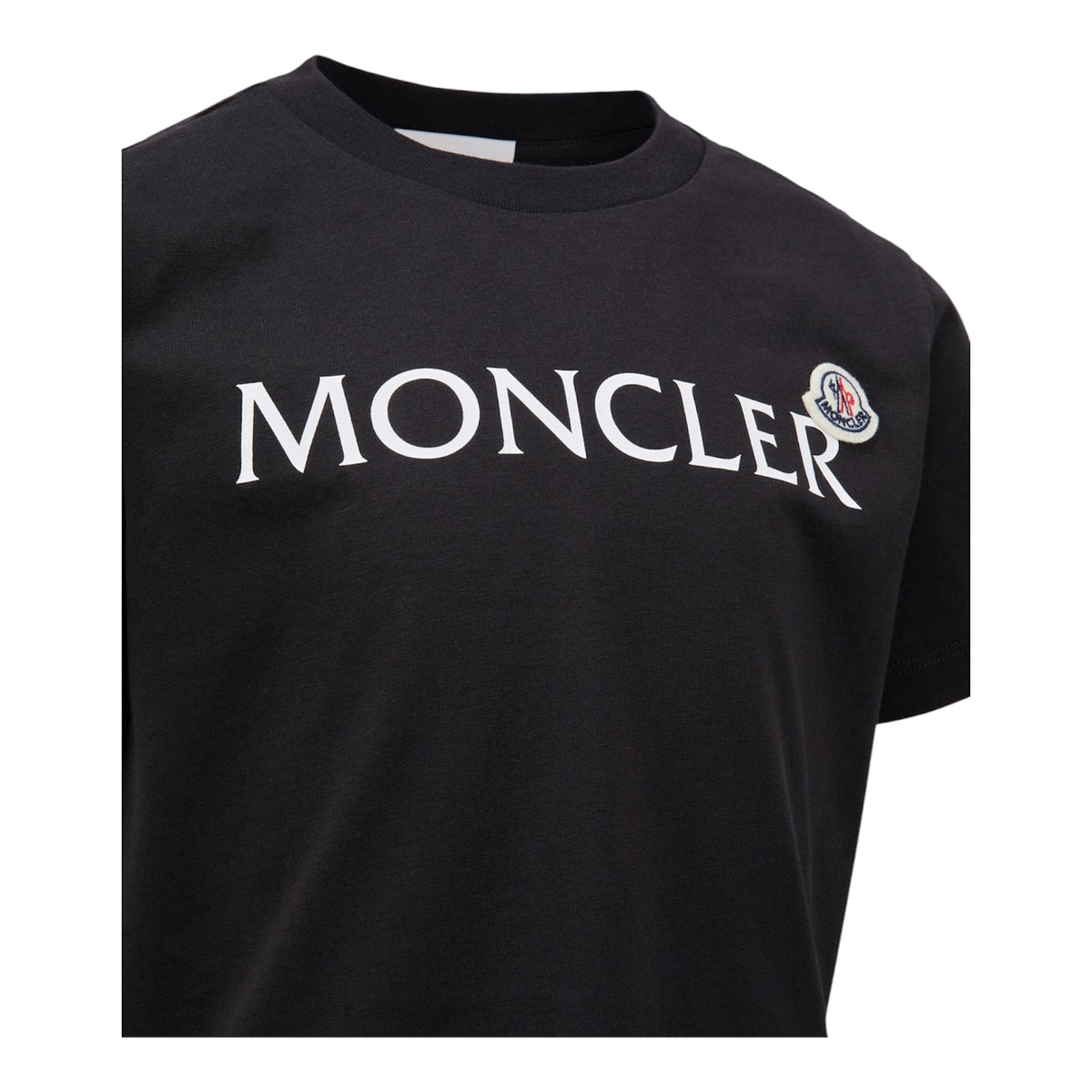 T-shirt nera con logo classico Moncler a contrasto