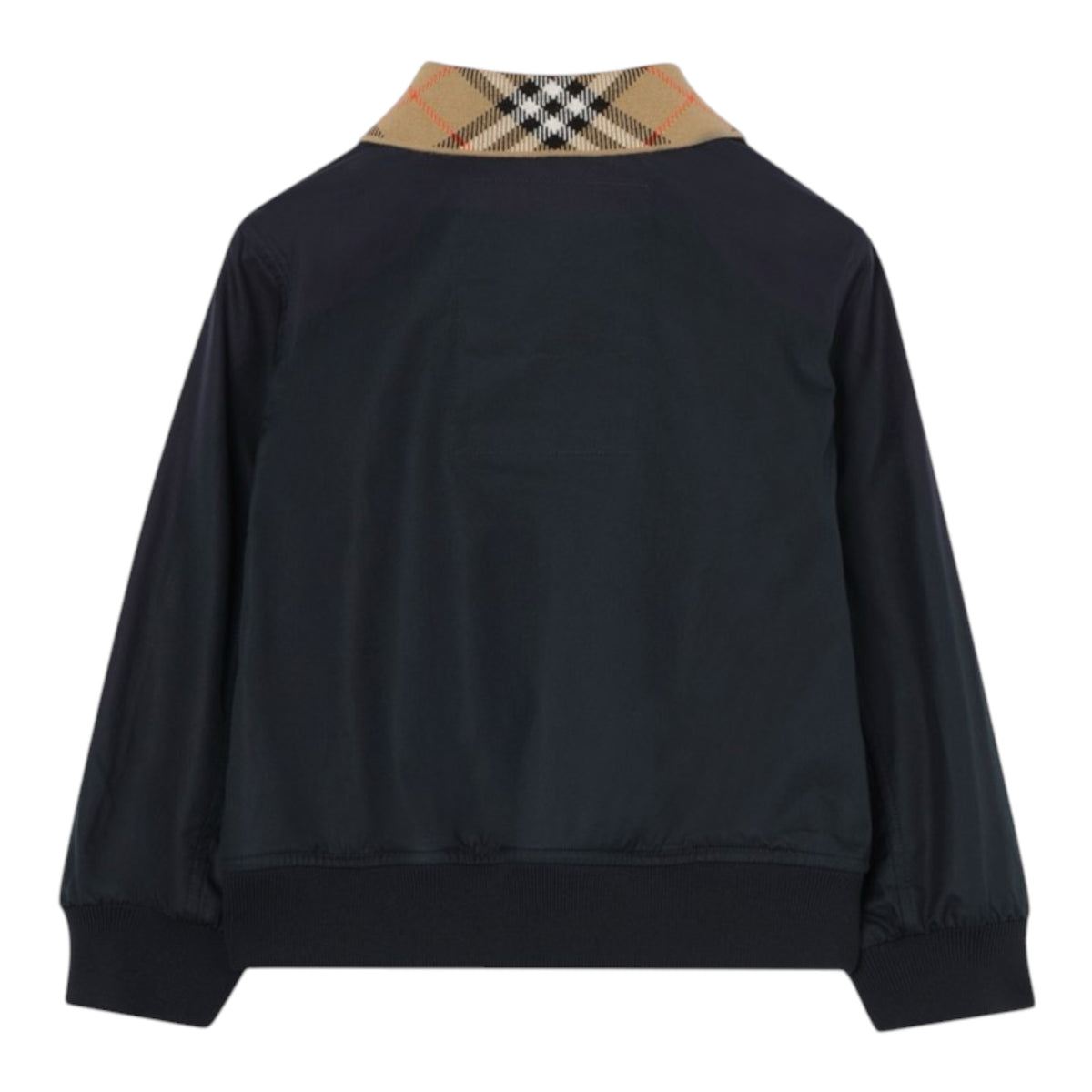 Felpa in cotone blu con collo logato Burberry