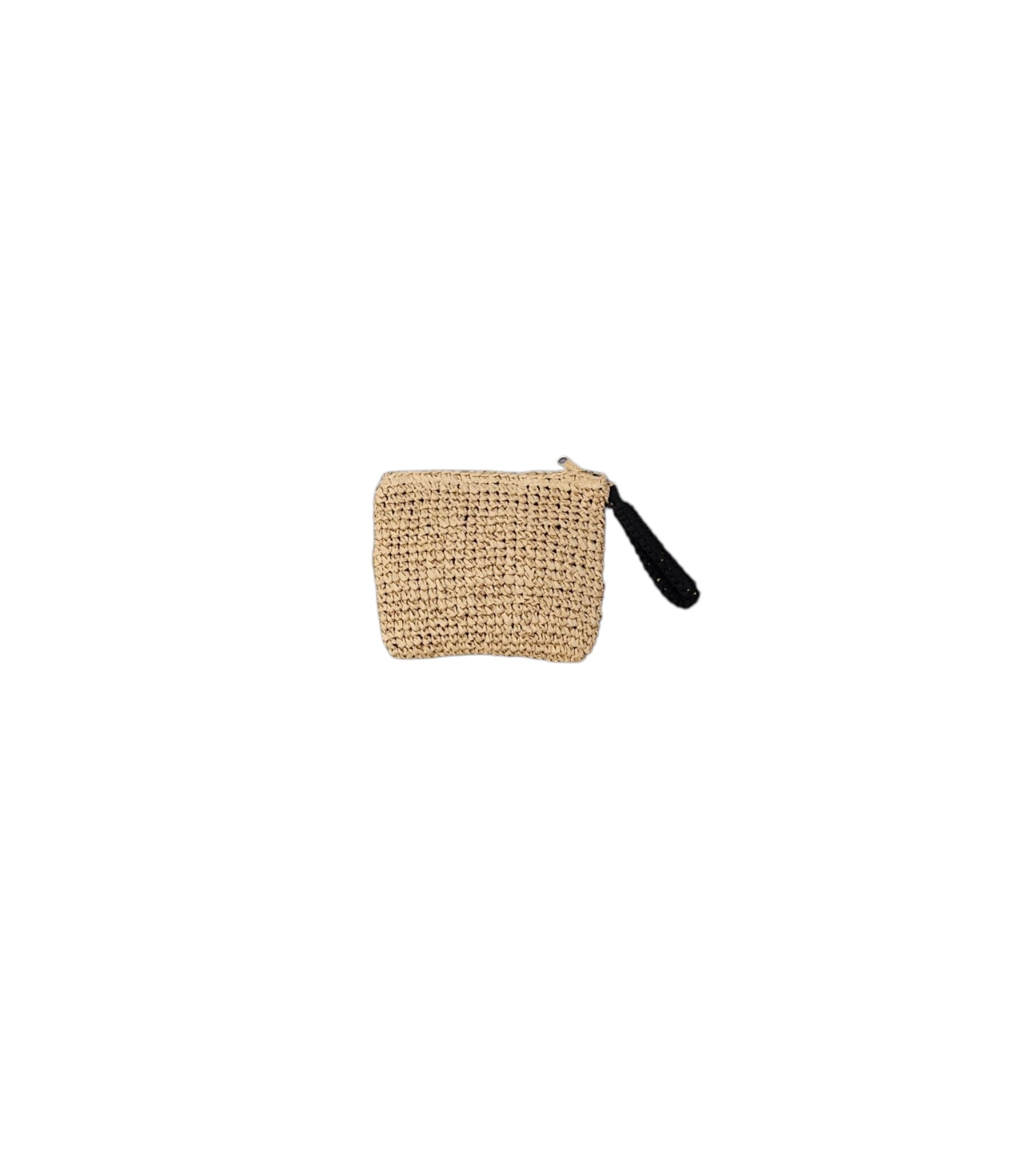 Pochette in paglia beige con dettagli logo Sundek nero