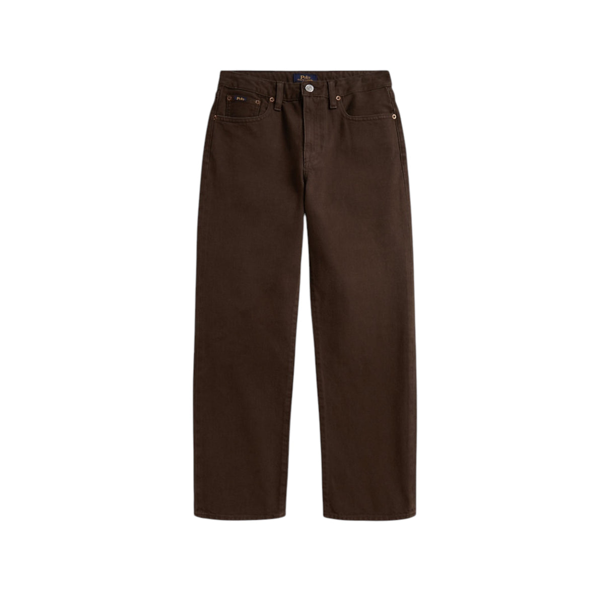 Pantalone marrone con patch logo Ralph Lauren