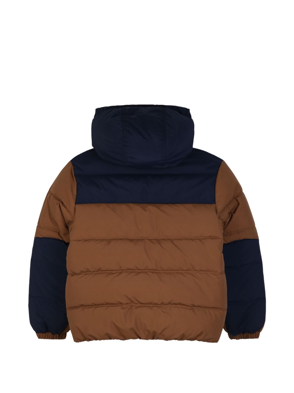 Giubbino marrone e blu con stampa logo Timberland frontale