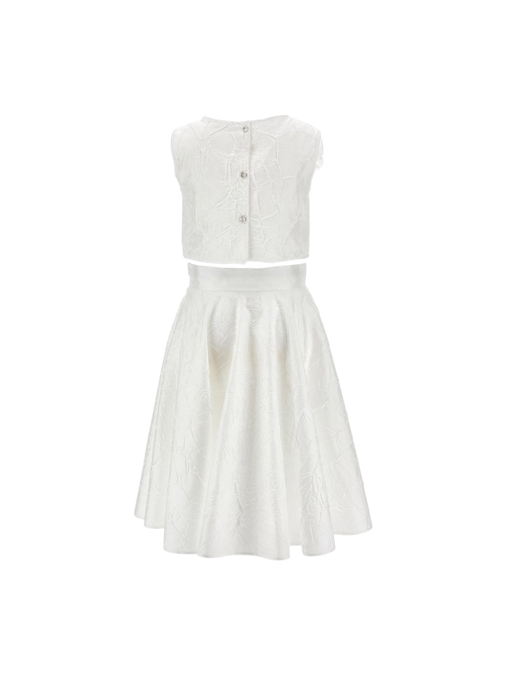 Completo top e gonna bianco in micro taffetà Monnalisa