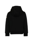Felpa nera con logo Moncler cucito a contrasto frontale