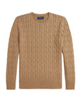 Maglione beige con logo Ralph Lauren cucito frontale