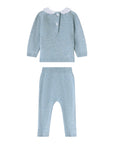 Completo azzurro 2 pezzi in filo misto cashmere con dettagli logo Nanan