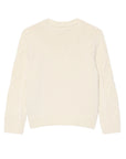 Maglione bianco ad intarsio con trecce e logo Lacoste