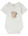 Body in cotone bianco con scoiattolo e logo Nanan
