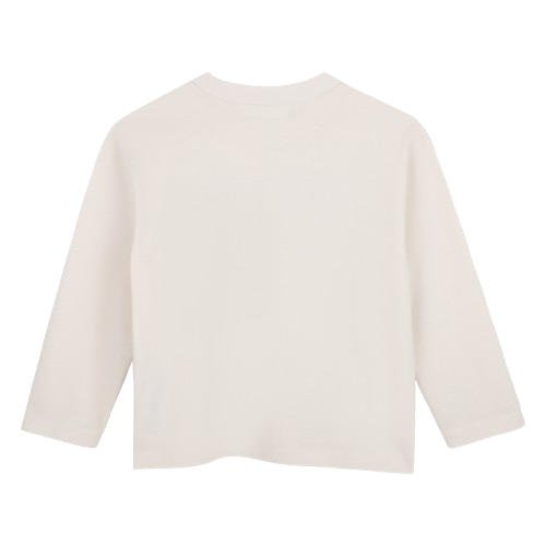 T-shirt bianca manica lunga con dettagli logo Billieblush frontali