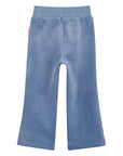 Pantalone in ciniglia azzurro con dettaglio logo Billieblush