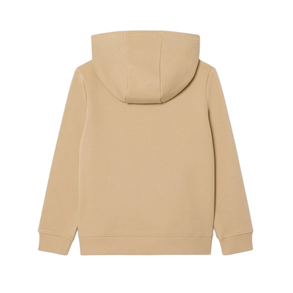 Felpa con il cappuccio beige e patch logo Lacoste