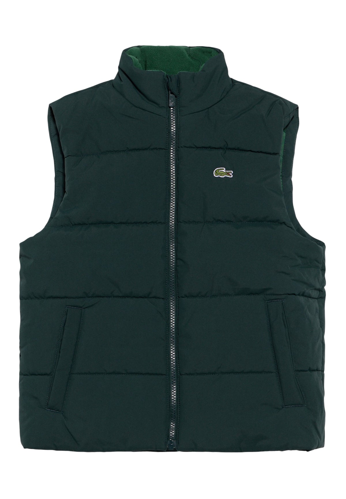 Smanicato verde con patch logo Lacoste cucito frontale