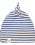 Cappello a righe azzurro con nodino e dettaglio logo Nanan