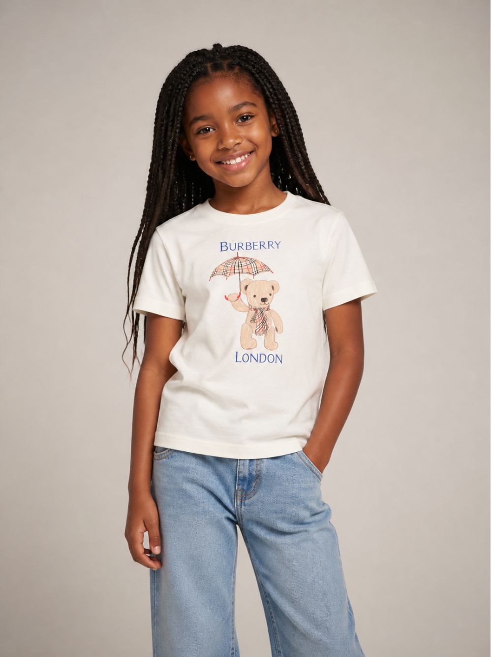 T-shirt bianca con stampa logo Burberry London