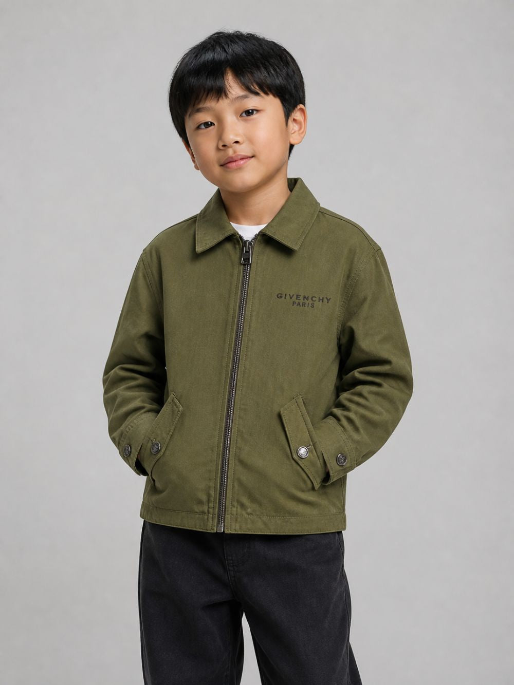 Giacca camicia verde con logo cucito Givenchy