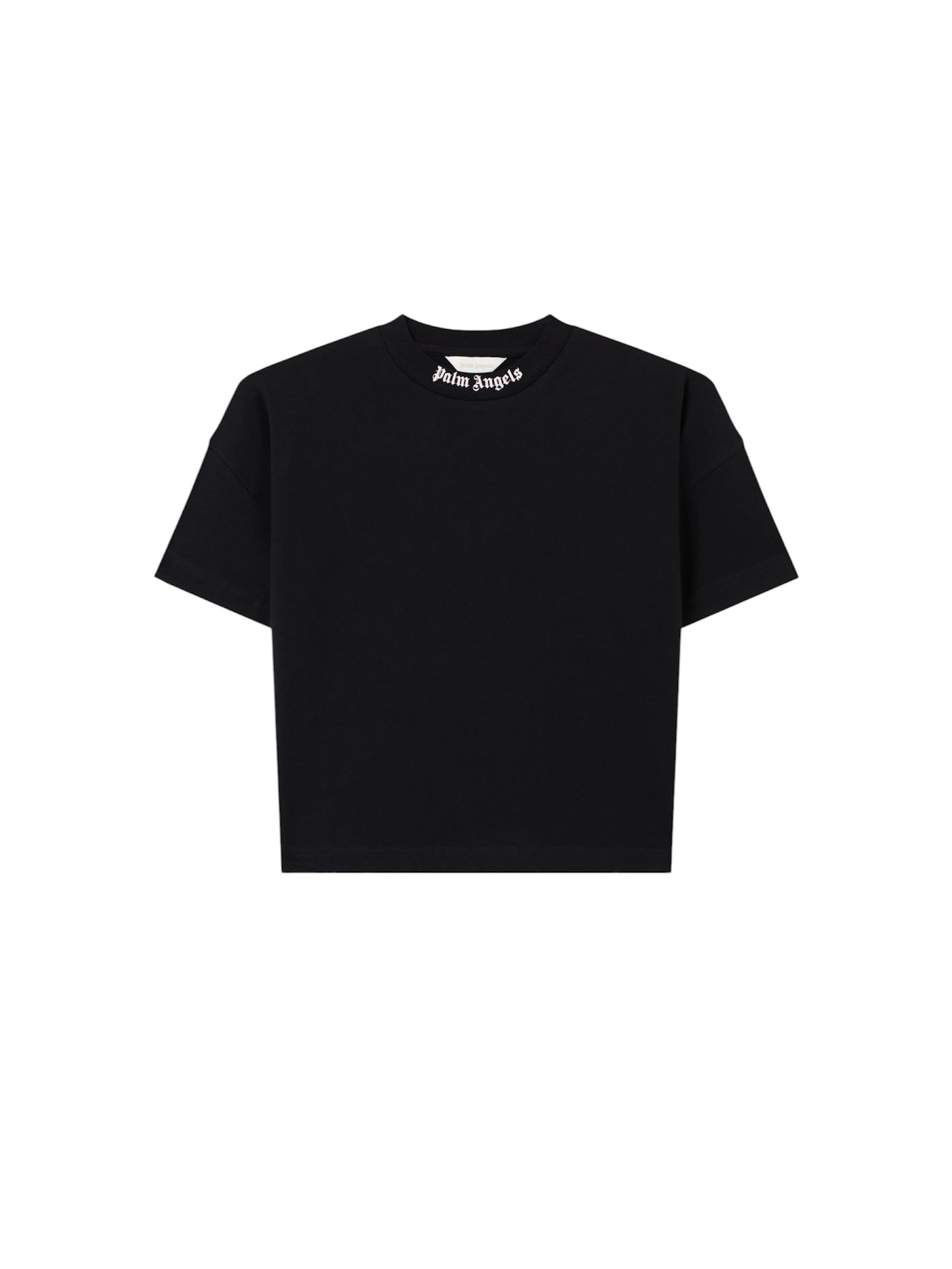 T-shirt cropped nera con stampa logo Palm Angels