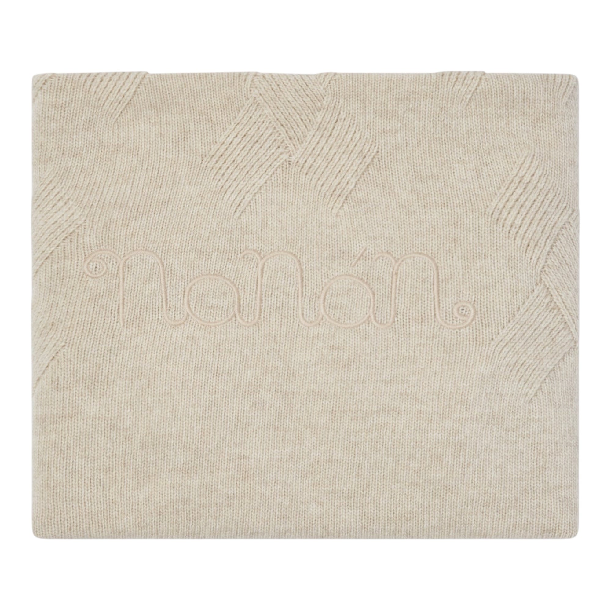 Coperta beige in filo misto cashmere con ricamo Nanan