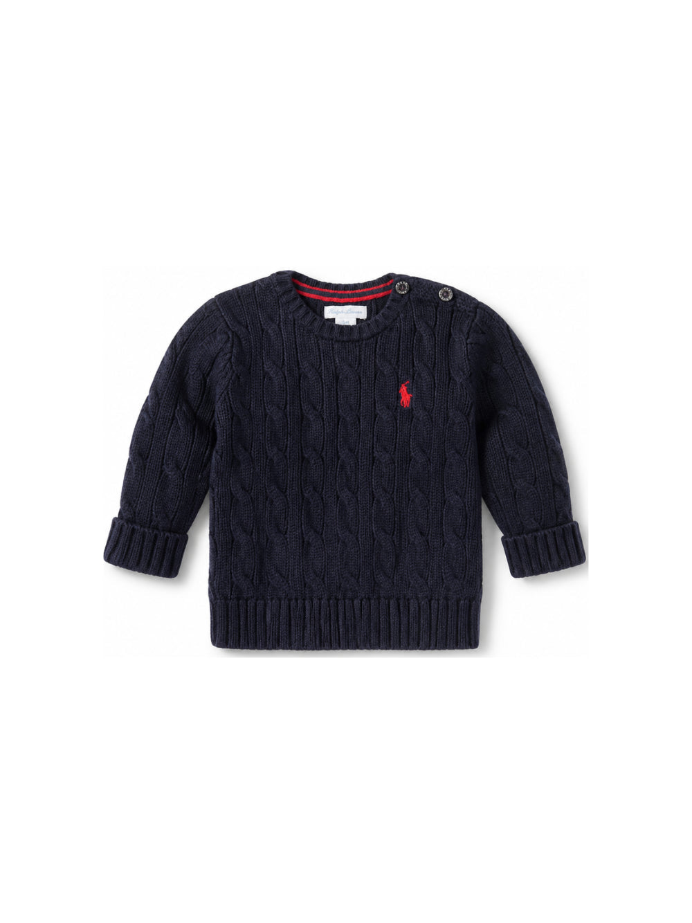 Maglione blu baby con logo Ralph Lauren cucito frontale