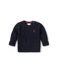 Maglione blu baby con logo Ralph Lauren cucito frontale