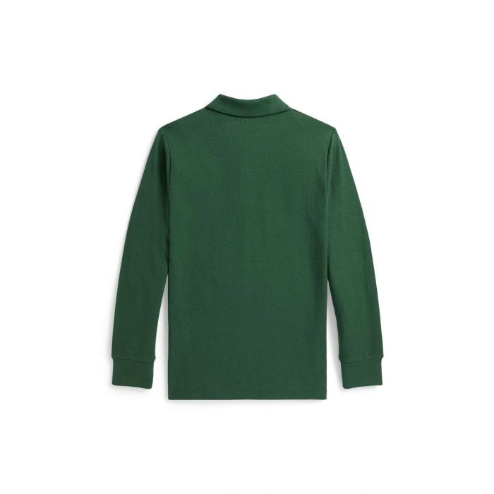 Polo manica lunga verde con logo Ralph Lauren cucito