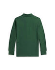 Polo manica lunga verde con logo Ralph Lauren cucito