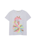 T-shirt bianca con dettagli paillettes cuciti Billieblush