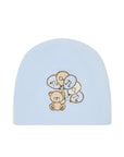 Cappello in ciniglia azzurro con stampa orsetto e palloncini Nanan