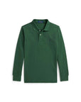 Polo manica lunga verde con logo Ralph Lauren cucito