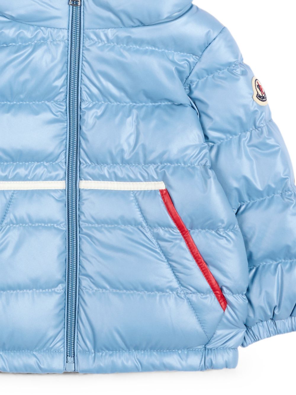 Giubbino Icarus azzurro baby con dettaglio patch Moncler