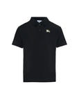 Polo nera con dettaglio logo Burberry cucito