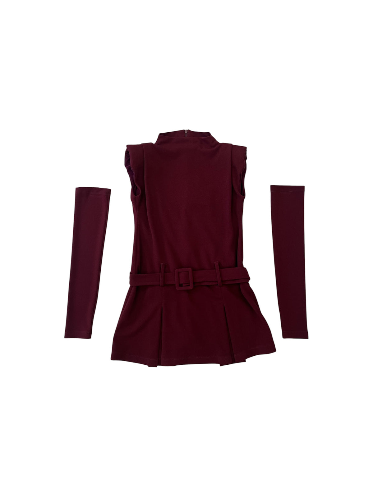 Abito bordeaux con manicotti e dettagli logo Lulu
