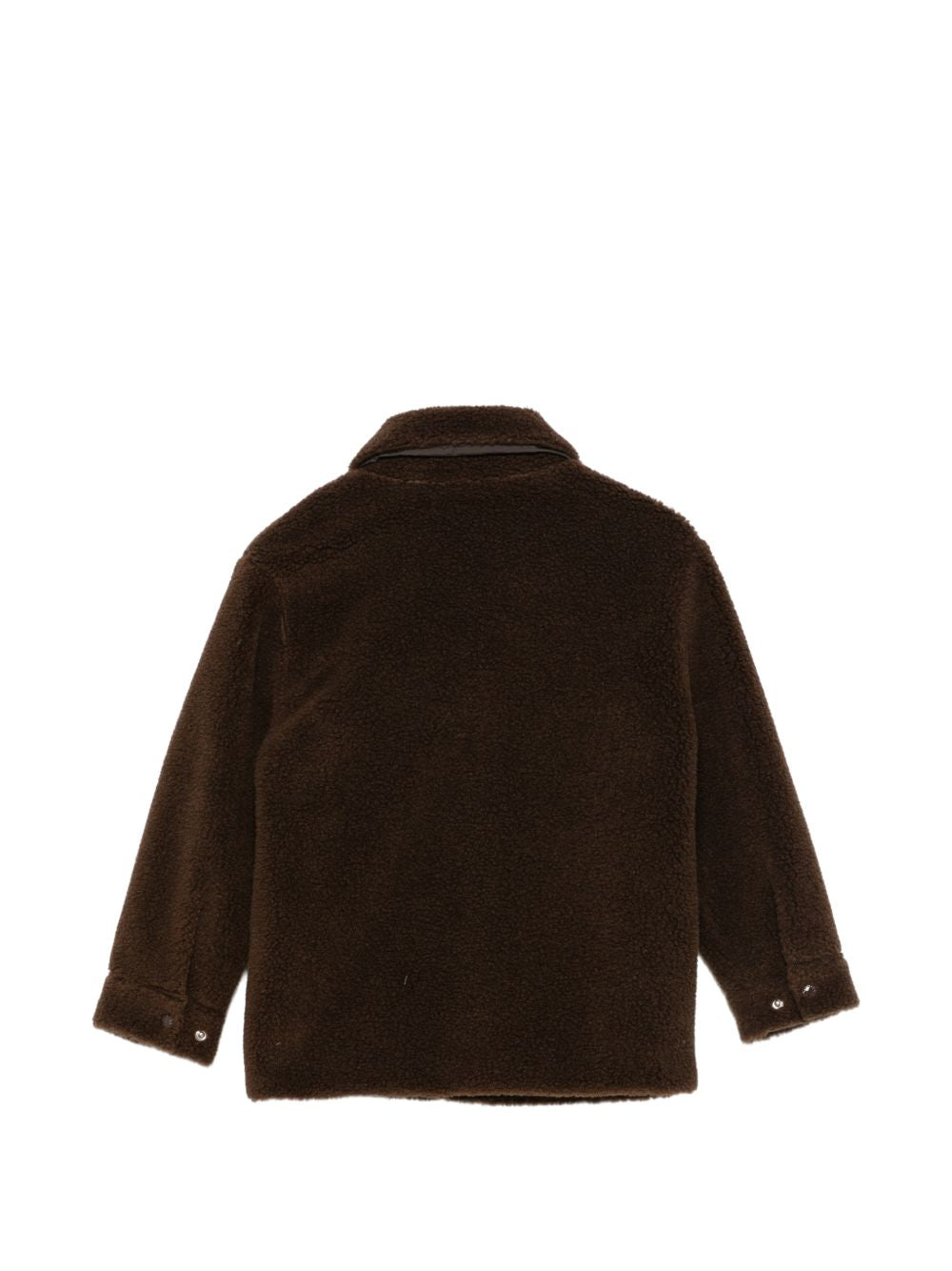 Camicia teddy marrone con patch logo Moncler