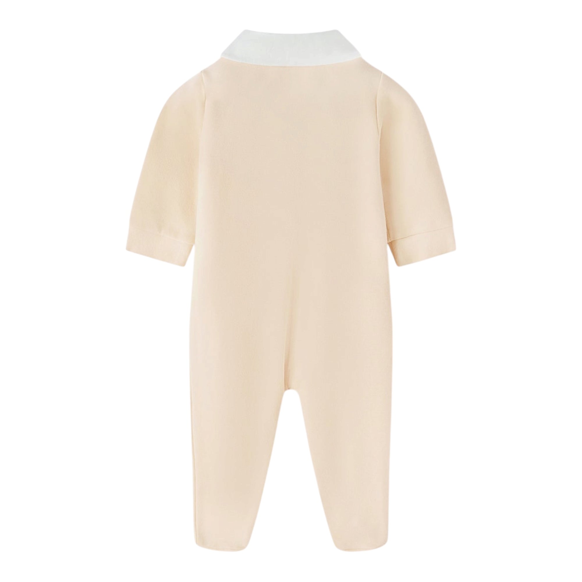 Tutina beige in felpa con orso applicato e dettagli Nanan