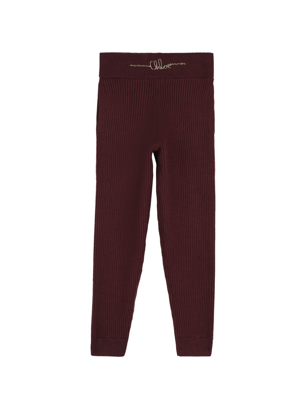 Pantalone in maglia bordeaux con dettaglio in metallo cucito Chloè