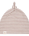 Cappello a righe beige con nodino e dettaglio logo Nanan