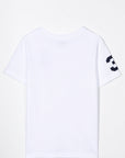 T-shirt bianca con logo Ralph Lauren cucito a contrasto blu