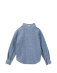 Camicia a costine in velluto azzurro con dettagli cuciti Billieblush